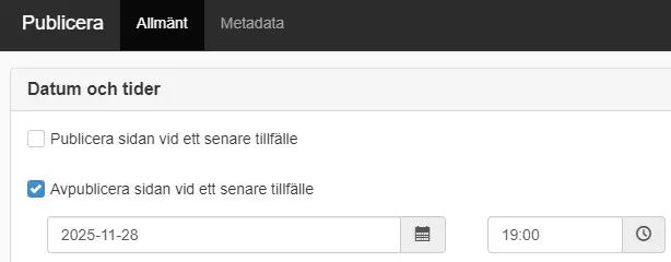 Visar var man anger avpubliceringsdatum. 