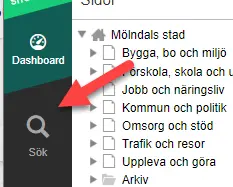 Sökikon i Sitevisions redigeringläge.