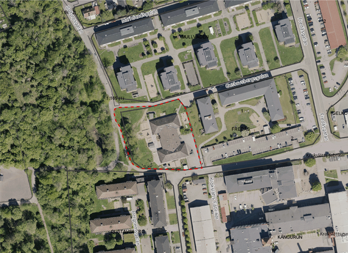 Ortofoto över planområdet för Krokslätts förskola